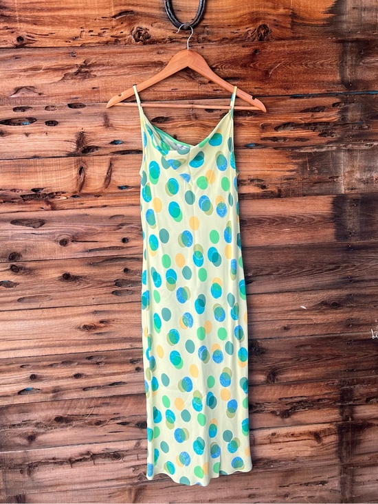 Vintage Dresses & Skirts - VINTAGE | Jessica Ash 90s Y2K Light Green & Teal Polka Dot Dress S
